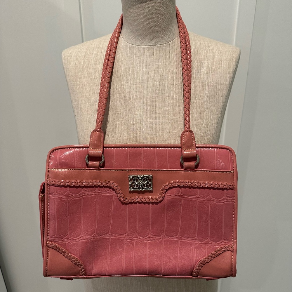 Bueno Pink Croc-Embossed Shoulder Bag
